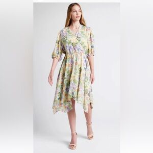 Floral Faux Wrap Dress